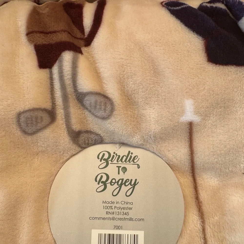 Birdie‎ to Bogey Golf Blanket Throw With Hanger and Golf Ball Charm NWT